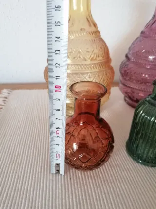 5 Botellas Decorativas de Vidrio