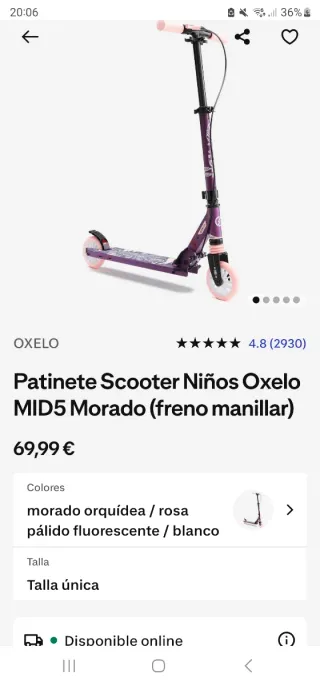 Patinete Oxelo MID5 Morado Niños