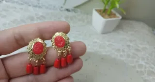 Pendientes Vintage Corales Chapado Oro 18k