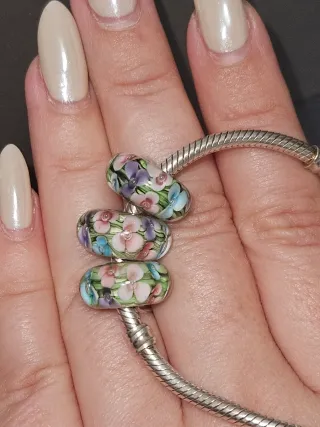 Charm Cristal Murano Flores plata 925