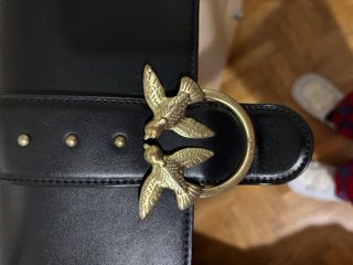 Borsa Pinko Love Bag One pelle nera oro