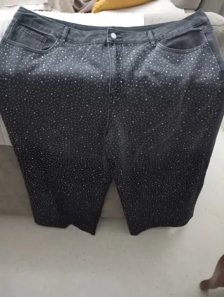 Pantalón vaquero negro con brillos Talla 3XL
