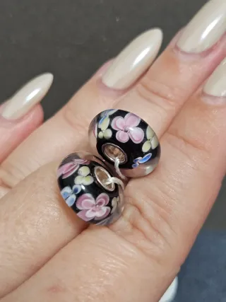 Charm Cristal Murano Plata 925 Flores