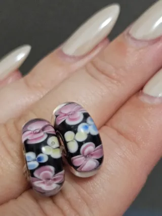 Charm Cristal Murano Plata 925 Flores