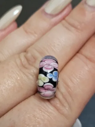 Charm Cristal Murano Plata 925 Flores