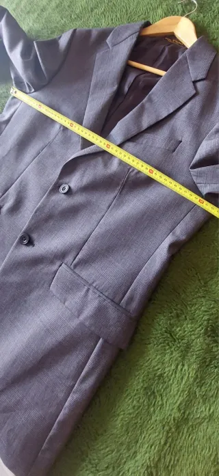 Chaqueta/Americana 100% Pura Lana Gris oscuro/Negr