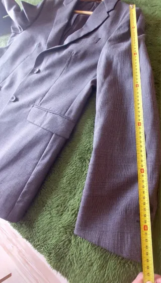 Chaqueta/Americana 100% Pura Lana Gris oscuro/Negr