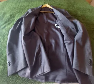 Chaqueta/Americana 100% Pura Lana Gris oscuro/Negr