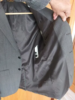 Chaqueta/Americana 100% Pura Lana Gris oscuro/Negr