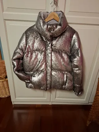 Cazadora lentejuelas plateada