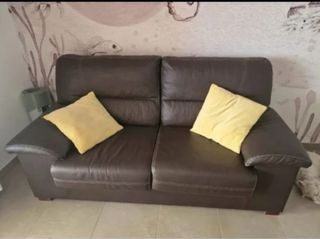 Sofá 3 plazas polipiel marrón