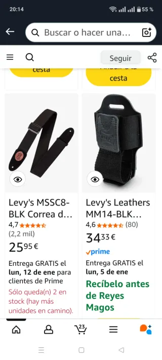 Correa de guitarra Levi's negra