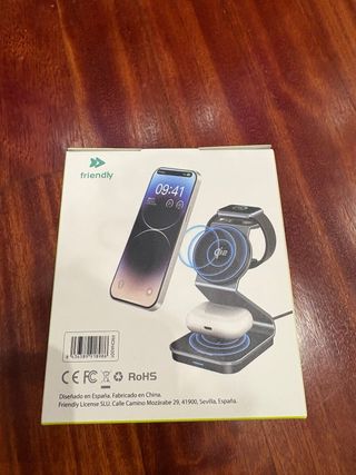 Base Carga 3en1 QI2 Negro Friendly