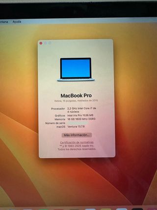 MacBook Pro 15’’ 2015 A1389