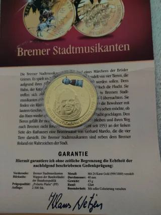 Moneda chapada en Oro puro 999