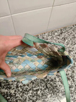 Bolso artesanal reciclado mapas