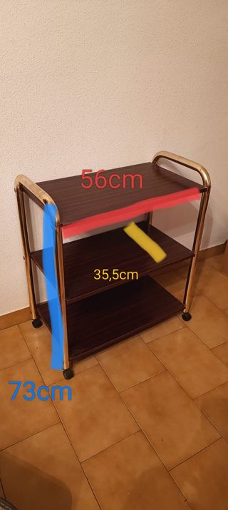 Mesa auxiliar con ruedas madera y metal