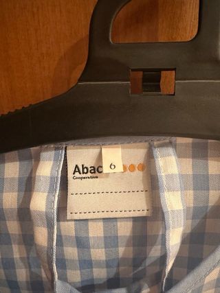 Bata escolar cuadros azul manga larga T6