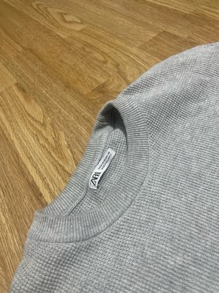 Jersey Zara Gris Talla M Cuello Redondo