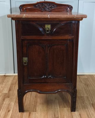 Mesita de noche madera y mármol S.XIX