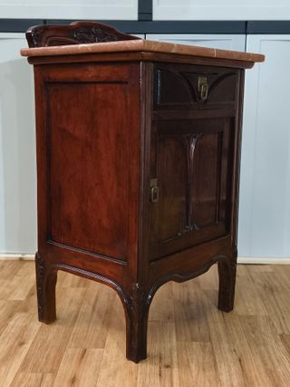 Mesita de noche madera y mármol S.XIX