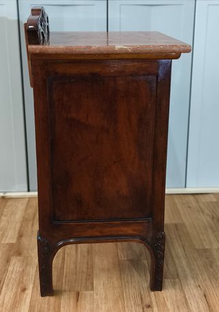 Mesita de noche madera y mármol S.XIX