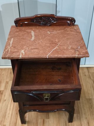 Mesita de noche madera y mármol S.XIX