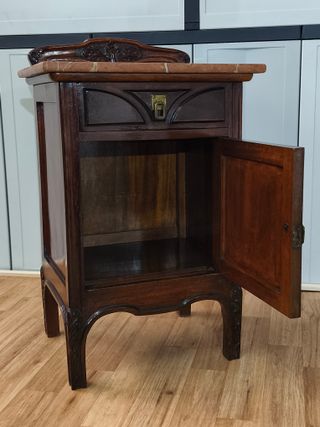 Mesita de noche madera y mármol S.XIX