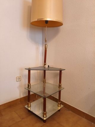 Mesa auxiliar cristal y madera