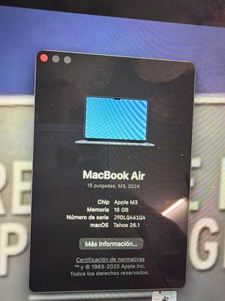 MacBook Air M3 15” (2024) – Apple Care – 94% bater