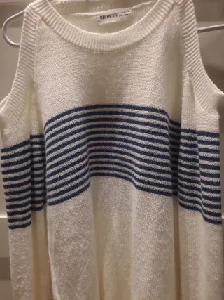 Jersey blanco con rayas verdes sin hombros