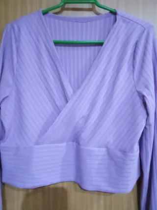 Top Morado Cruzado Manga Larga Talla XL