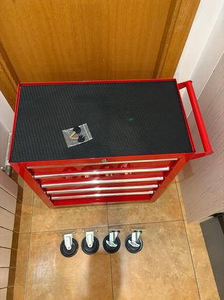 Carro de herramientas 5 cajones, rojo.