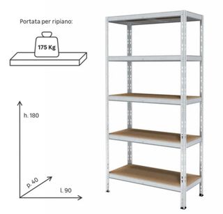 Scaffale metallo 5 ripiani 175kg