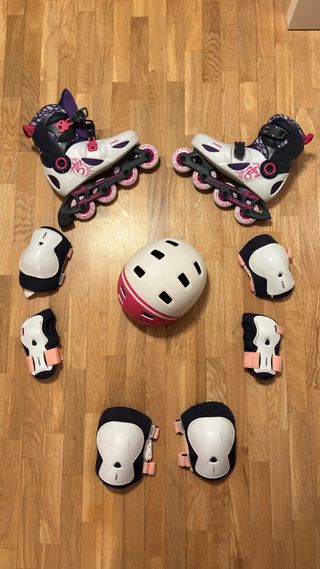 Patines niña Oxelo con casco y protecciones