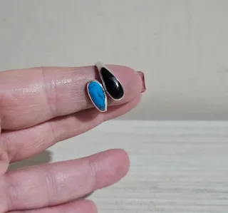 Anillo plata azul y negro