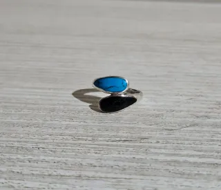 Anillo plata azul y negro