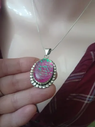 Collana opale naturale argento