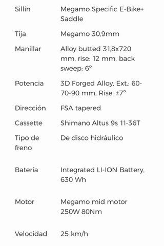 Bicicleta eléctrica Megamo Ridon HT 630 29 Talla M