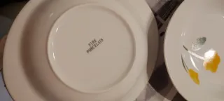 Juego 5 Platos Hondos Porcelana Flores Amarillas