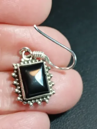 Pendientes Plata Ley Rectangulares onix