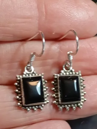 Pendientes Plata Ley Rectangulares onix