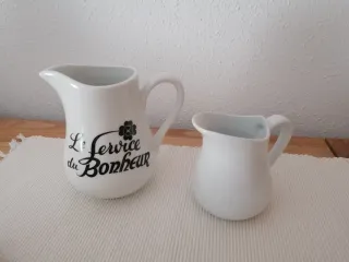 Juego 2 jarritas cerámica blanca