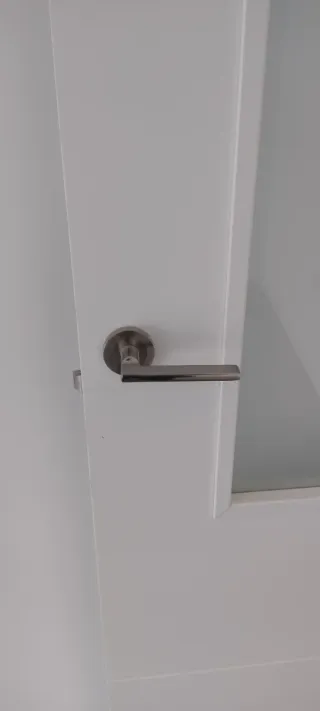 Puerta de salón blanca con cristal