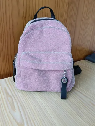 Mochila rosa palo con brillos