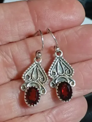 Pendientes Plata Ley granate