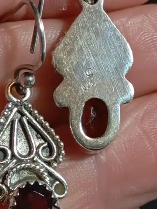 Pendientes Plata Ley granate