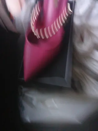 Zapatos rosa tacón cadena talla 38