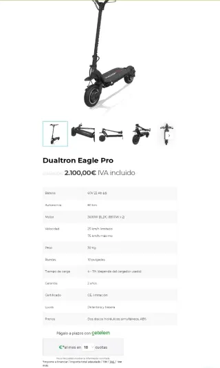 Patín Eléctrico dualtron Eagles pro