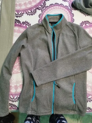 Sudadera Crivit cremallera gris turquesa